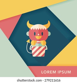 cute wizard flat icon with long shadow,eps10
