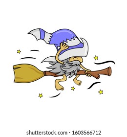 Cute Wizard learn how to fly for the first time
