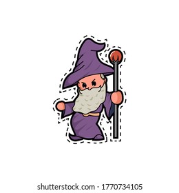 Cute wizard and the magic staff stickers