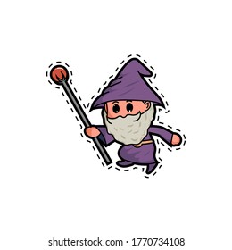 Cute wizard and the magic staff stickers