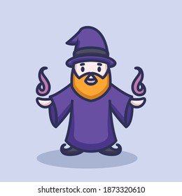 Cute wizard with purple cloth wardrobe