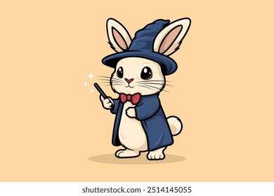 Cute Wizard Rabbit Cartoon Character Mascot