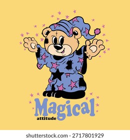 Diseño lindo de la ilustración del oso de peluche del asistente