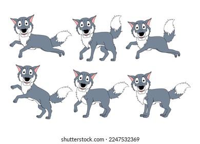 cute wolf animal cartoon graphic