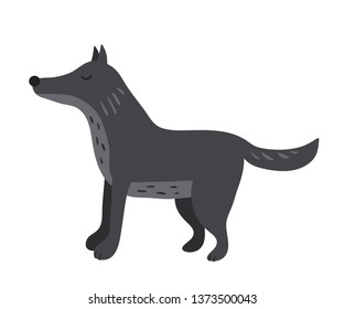 Cute wolf. cartoon character isolated vector illustration of wolf
