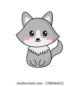 cute wolf. Cartoon, wolf grey the nature of the character.