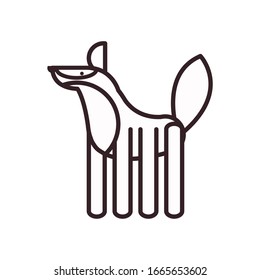 Cute wolf cartoon line style icon design, Animal zoo life nature character childhood and adorable theme Vector illustration