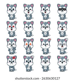 Cute Wolf Cartoon Mascot Character Illustration
