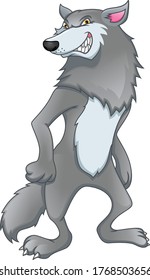cute wolf cartoon on a white background