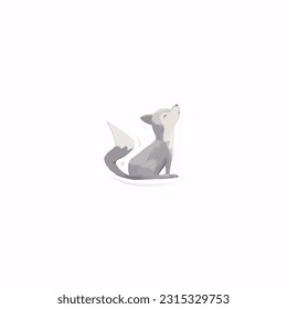 vector de pegatinas de dibujos animados de lobo lindo
