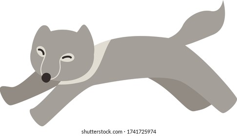 Cute wolf Cartoon, Vector illustration wolf on a white background. Drawing for children