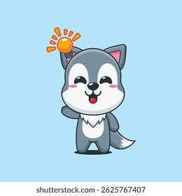 Ilustração de vetor de desenhos animados lobo bonito ter uma ideia 