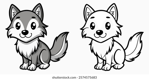 cute wolf coloring page for kids 