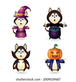 cute wolf with costume halloween character collection