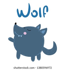 Cute wolf cub on a white background.