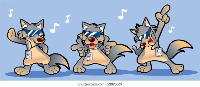 cute wolf dancing