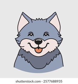 Cute Wolf doodle illustration cartoon outline