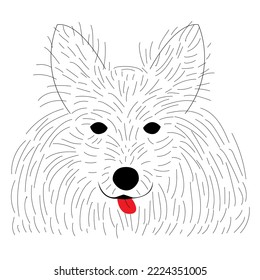 Cute wolf drawn with shading. Hand drawn black and white pet on white background. Vector illustration in doodle style. Minimalist vector illustration. 
