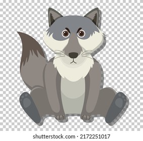 Cute wolf in flat cartoon style illustration