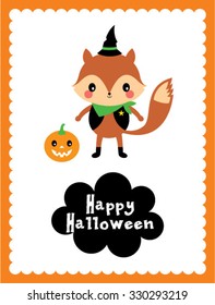 cute wolf halloween card