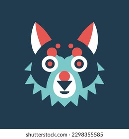 Ilustración del logotipo de diseño plano de cabeza de lobo
