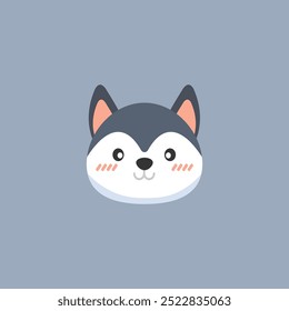 cute wolf head in flat vector design.