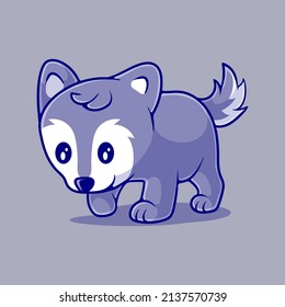 cute wolf illustration suitable for mascot sticker and t-shirt design