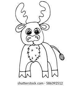 Cute wolf isolated on the white background. For coloring book and other child design.