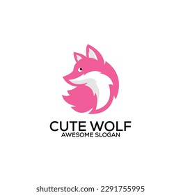 cute wolf logo design colorful