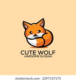 cute wolf logo design colorful mascot