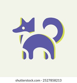 El logo del lobo lindo es simple con una combinación de púrpura y turquesa