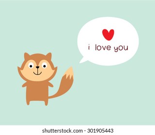 cute wolf i love you card