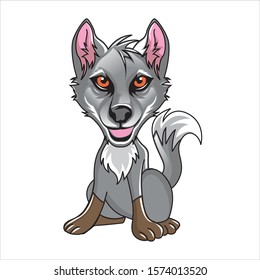 cute wolf mascot design vector