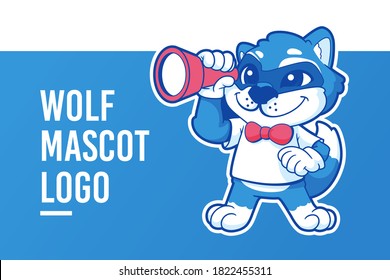 cute wolf mascot logo template