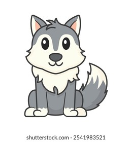 Cute wolf Premium vector isolated Animal cartoon style