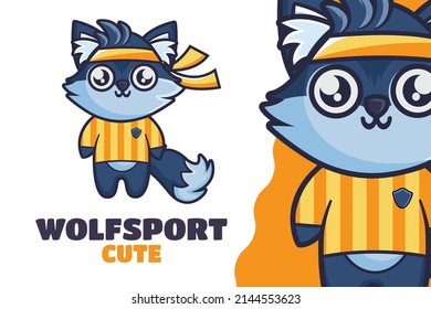 cute Wolf in Sportswear Mascot Logo Template