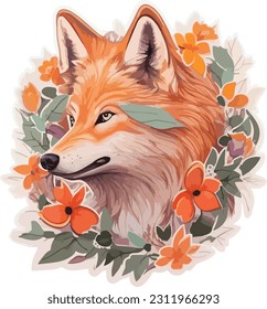 ilustración vectorial de la plantilla de dibujos animados de la pegatina del lobo lindo