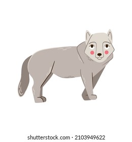 Cute wolf vector, forest animal illustration. Grey wolf hand drawn wild animal 