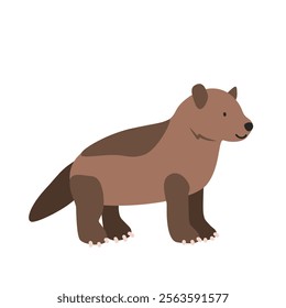 Cute wolverine cartoon clipart. Wolverine vector illustration in flat style. Hand-drawn wild animal concept