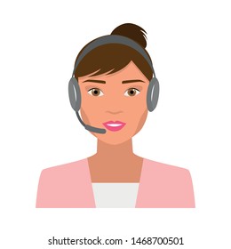 Cute woman call center operator with modern headphones