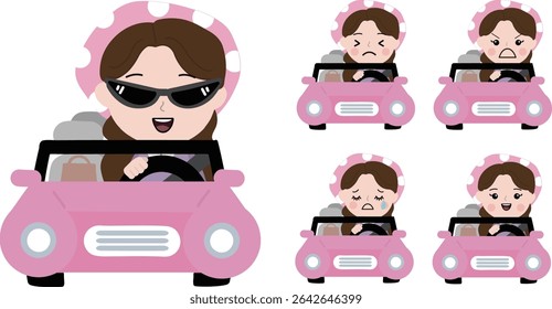cute woman car driver face