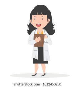 Cute Woman character in the costume of doctor vector