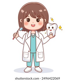 Cute Woman Dentist with a Cute Smiling Tooth