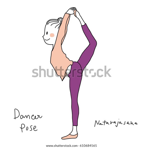 Cute Woman Doing Yoga Practice Natarajasana Stock Vector (Royalty Free