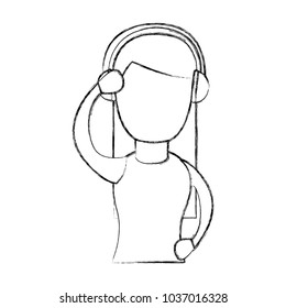 cute woman with earphone