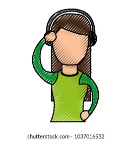 cute woman with earphone