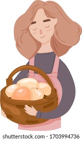 Mujer linda con huevos de Pascua