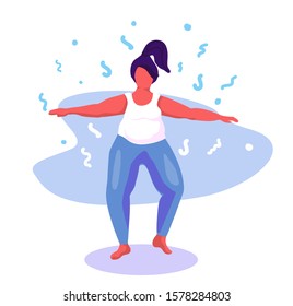 Cute woman exercising at home.Flat vector illustration. stock illustration