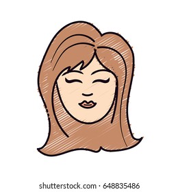 cute woman face with hairstyle