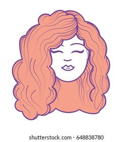 cute woman face with hairstyle